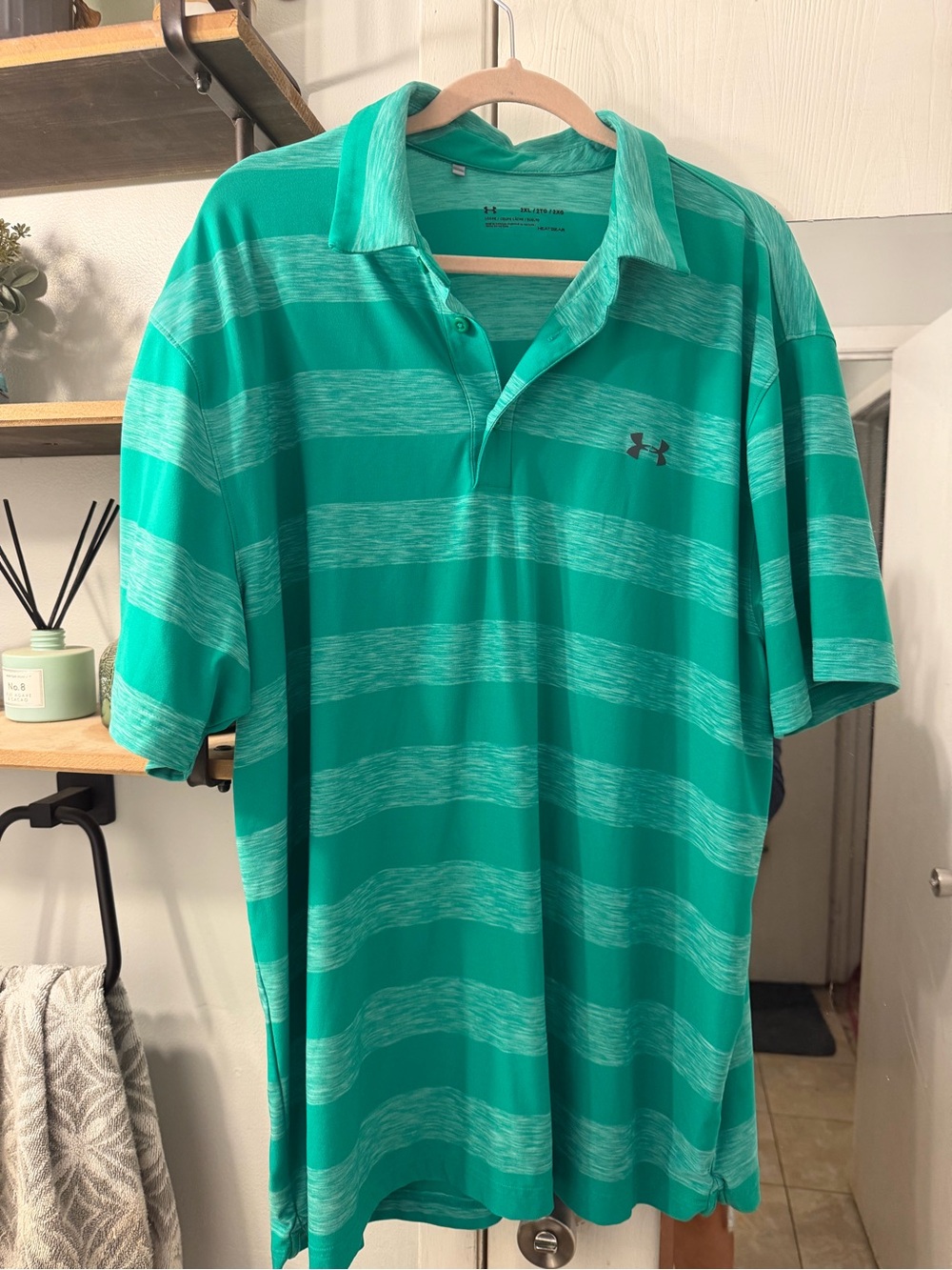 Under Armour Men’s Teal Striped Performance Polo